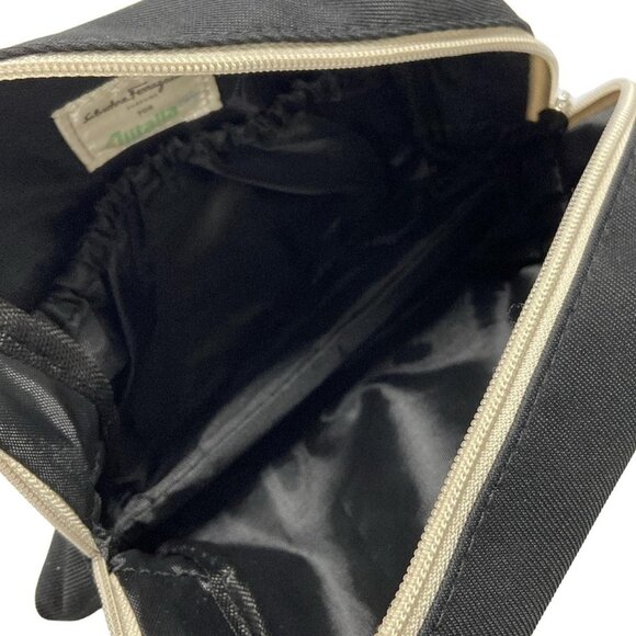 Auth Salvatore Ferragamo Gancini - Black Canvas Pouch - Picture 9 of 10